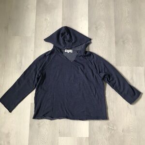 WILDFOX BLUE HOODED FLEECE SWEATSHIRT WOMENS XS